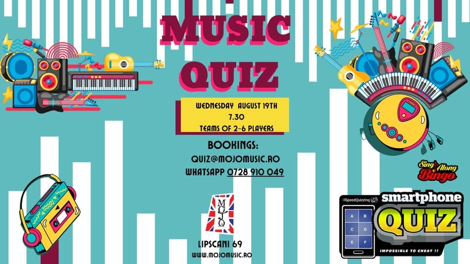 Music Speed Quiz with Sing-Along Bingo - 19th August 2026