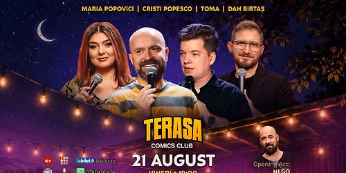 Stand-up Comedy cu Cristi Popesco, Toma, Maria Popovici și Dan Birtaș pe Terasa Comics