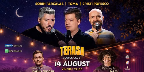 Stand-up Comedy cu Cristi Popesco, Toma, Sorin Pârcălab și Darius pe Terasa Comics