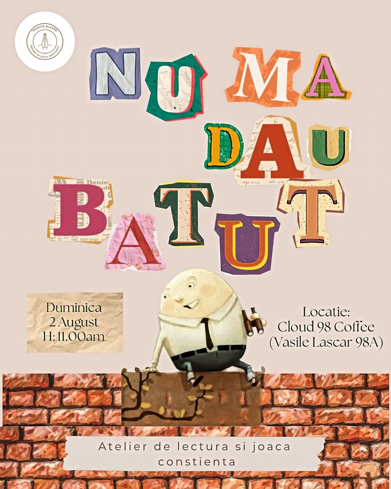 Nu mă dau bătut – Atelier de lectură și joacă conștientă
