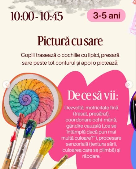 Atelier pentru copii Curioși de profesie – Pictură cu sare