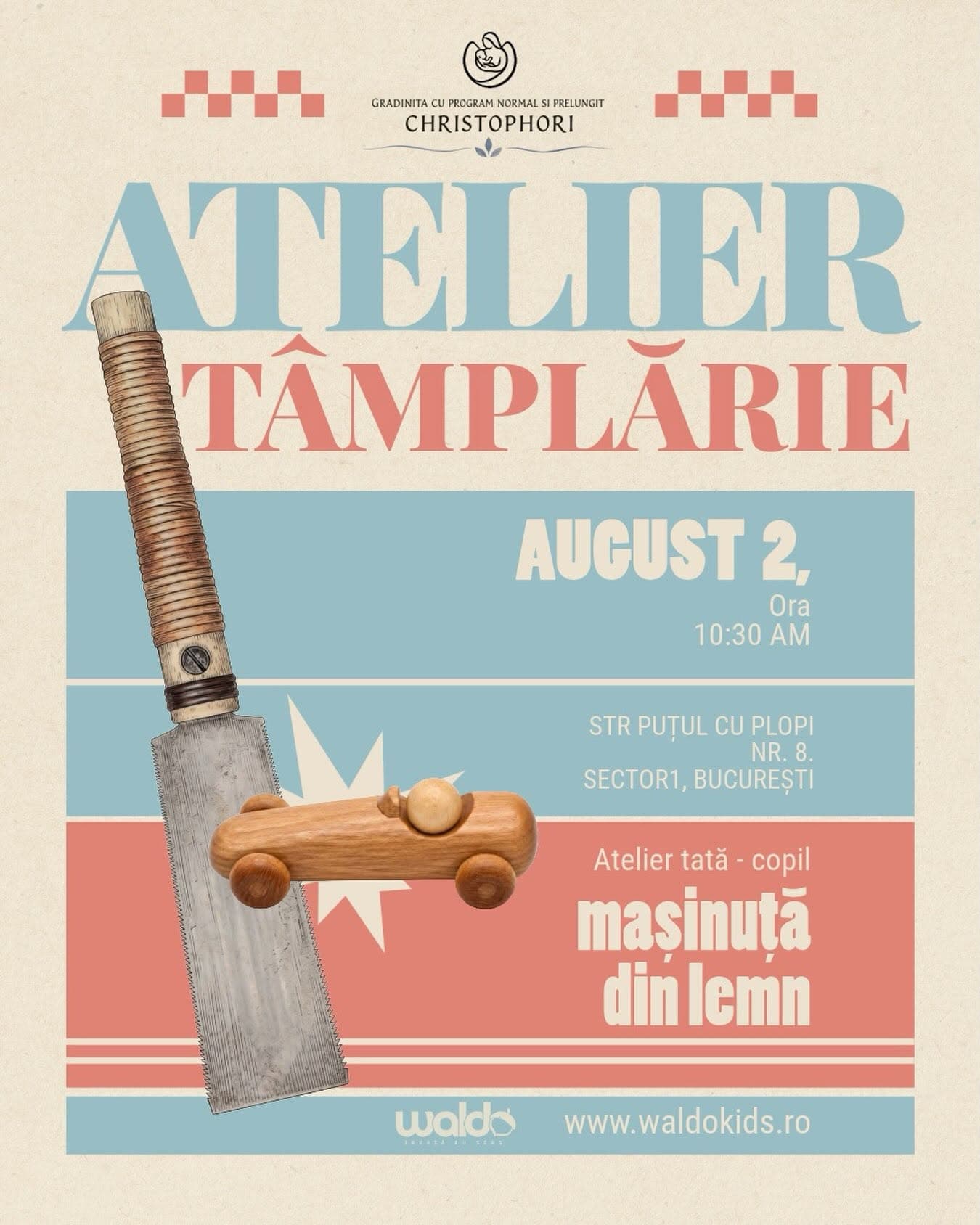 Atelier de Tâmplărie: Mașinuță din lemn – Atelier tată – copil