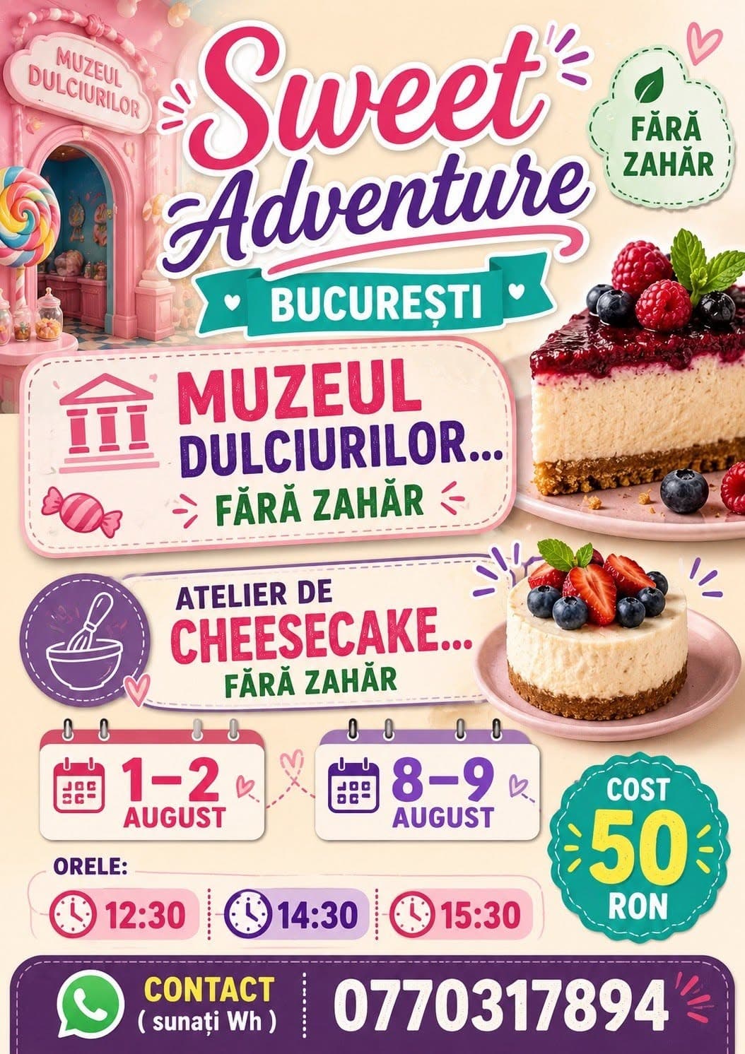 Atelier de cheesecake fără zahăr