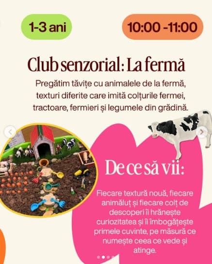 Atelier pentru copii Curioși de profesie – Club senzorial: La fermă
