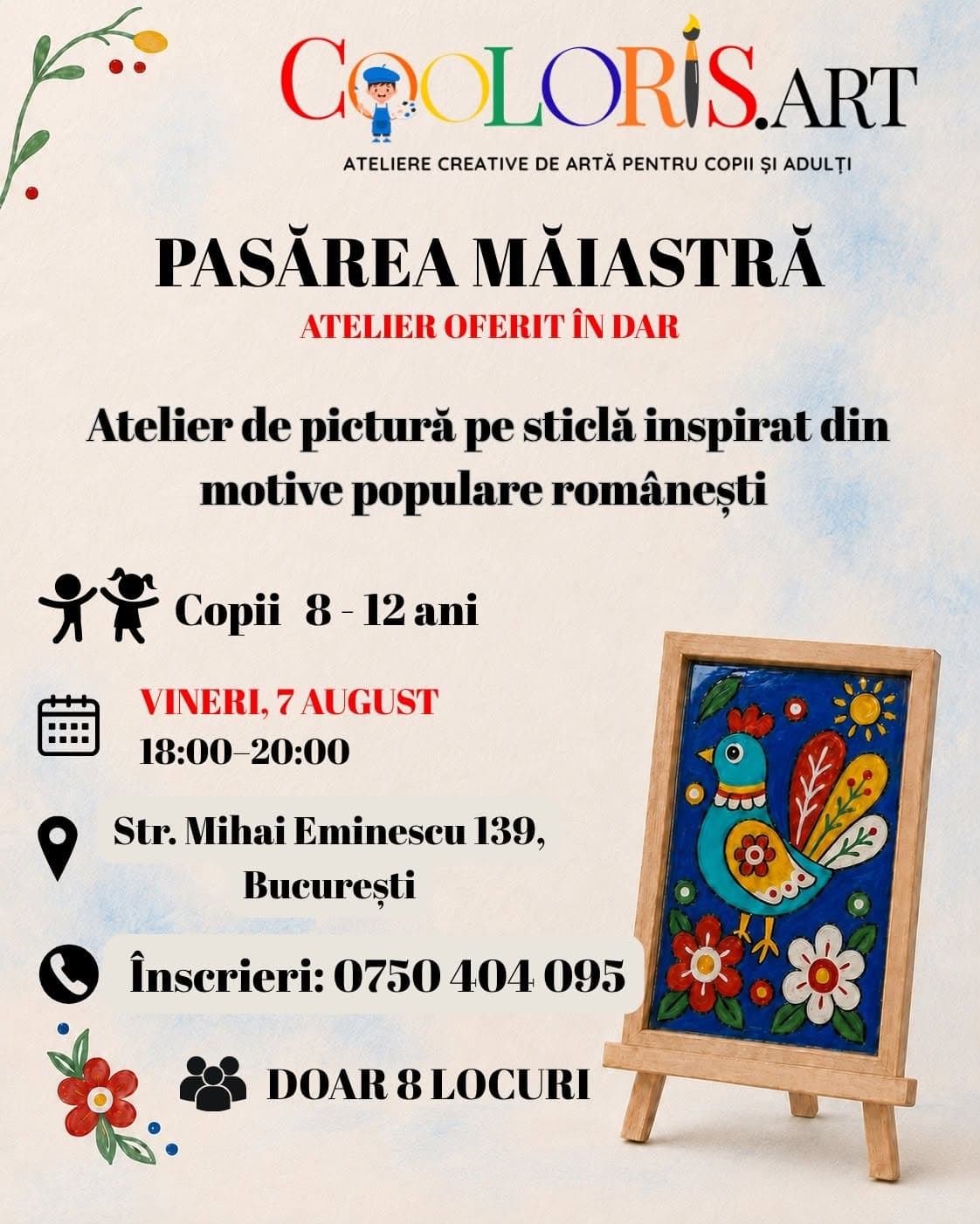 Pasărea Măiastră – Atelier de pictură pe sticlă