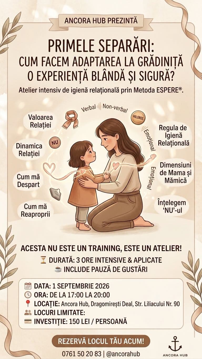 Adaptarea la grădiniță – Workshop pe Metoda ESPERE