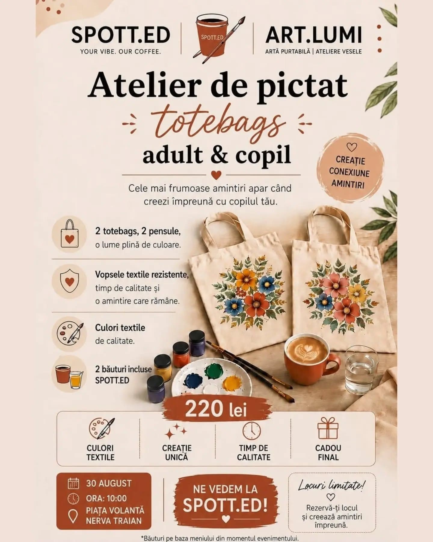 Atelier de pictat totebags adult & copil