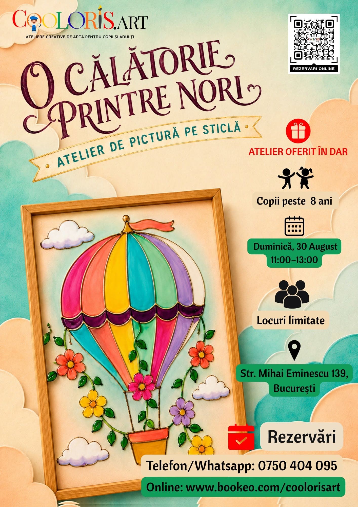 O călătorie printre nori – Atelier de pictură pe sticlă