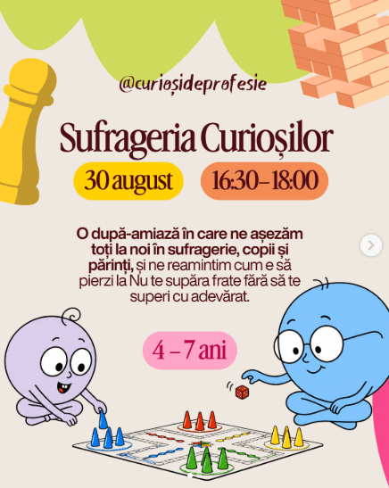 Atelier pentru copii Curioși de profesie – Sufrageria Curioșilor: Game night